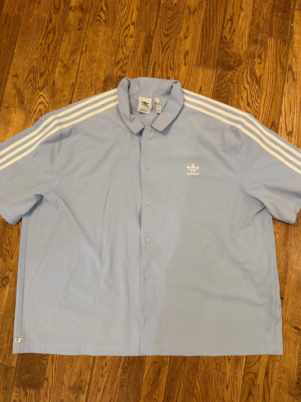 adidas Men Adicool Blue Classics Button Oversized Short Sleeve Casual Resortwear